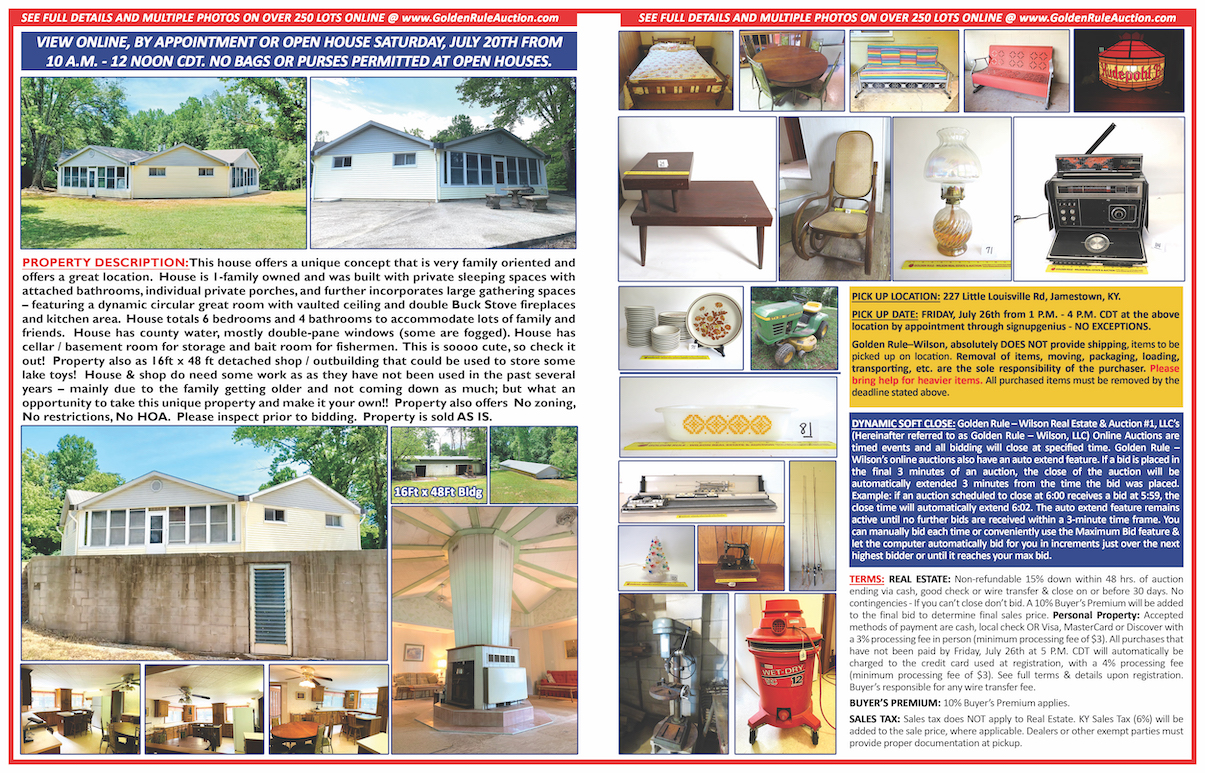 Lake Cumberland Retreat / Airbnb 6 BD / 4 BA Live and Online Auctions